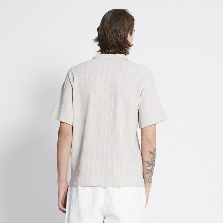 Short sleeve shirt "Steven Structure Stripe" Stone
